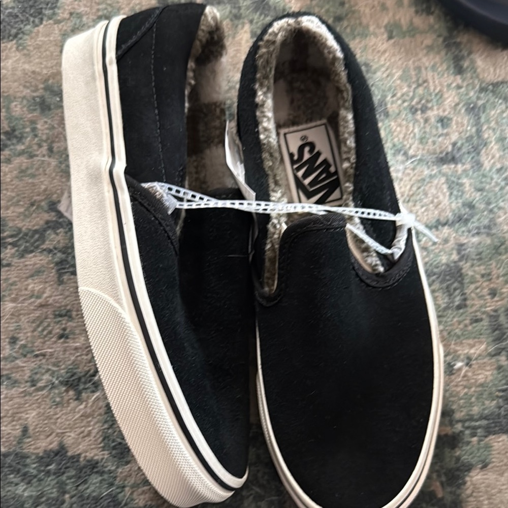 Vans Black Suede Slip-On Shoes